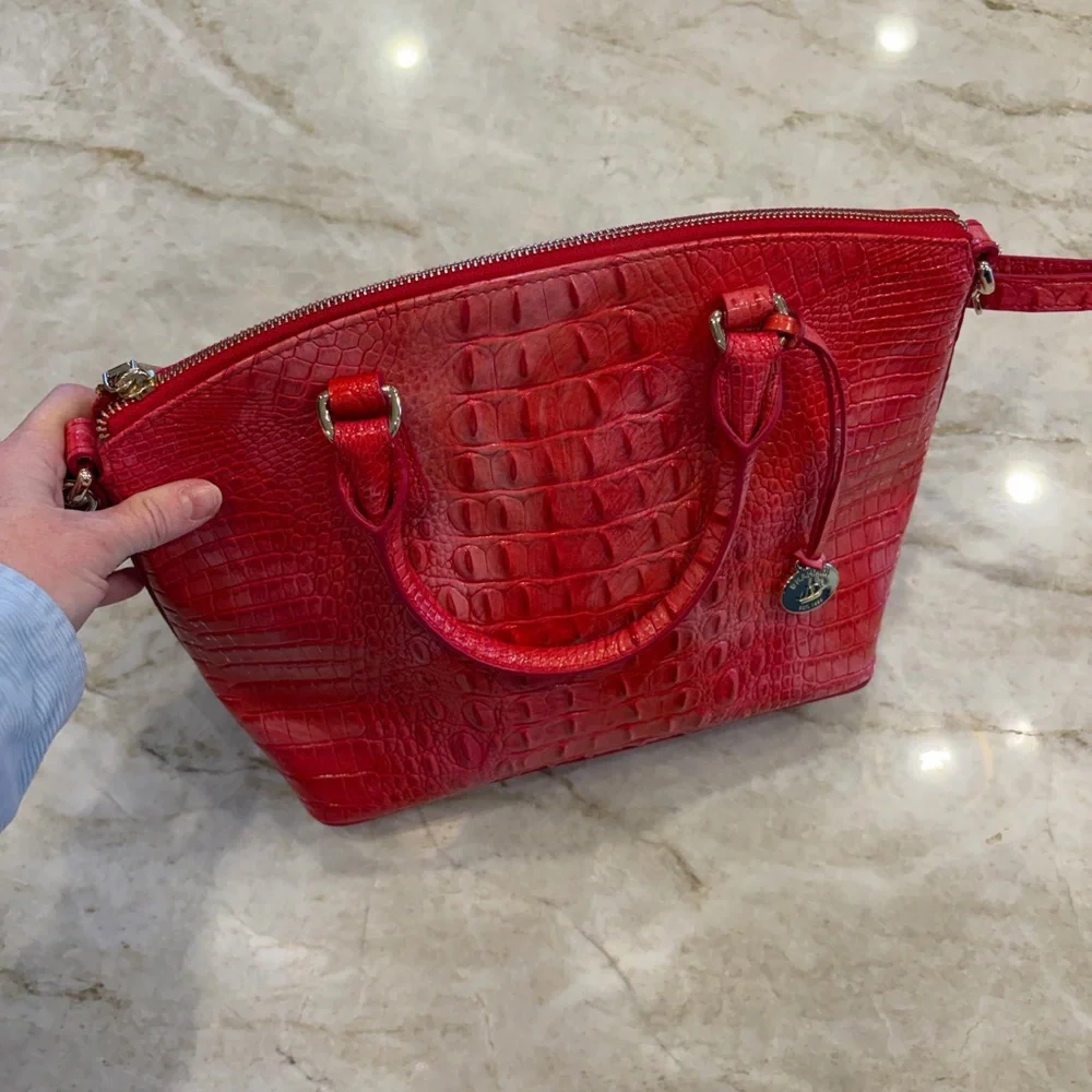 Brahmin Carnation Red Melbourne Duxbury Satchel with Crossbody‎ Strap